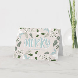 Cartão De Festividades White Holly Botanical Happy Holidays Card