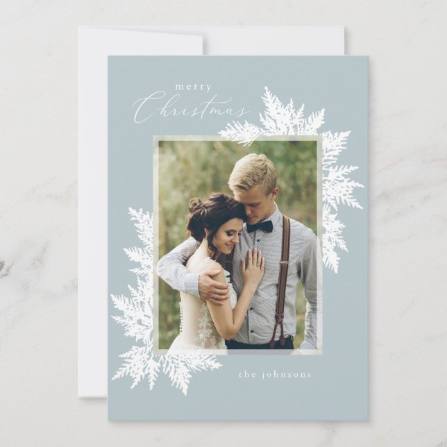 Cartão De Festividades White juniper Flat Holiday Card (Frente)