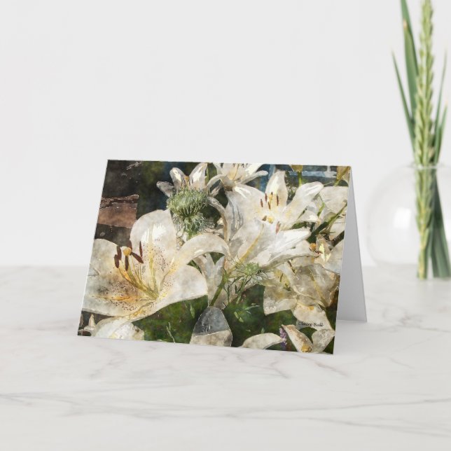 Cartão De Festividades White Lilies Easter Flowers Art Card (Frente)