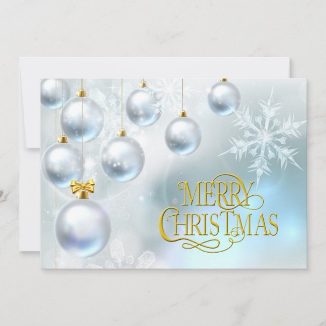 Cartão De Festividades White Ornaments Merry Christmas - Personalize (Frente)