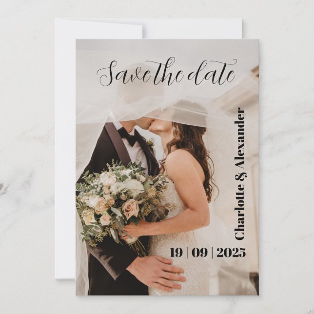 Cartão De Festividades White Photographics Save the Date Virtual Invitati (Frente)