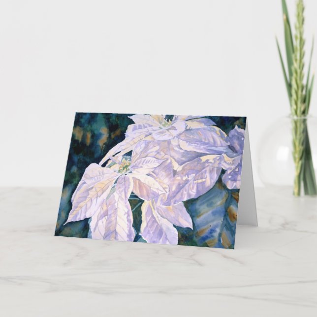 Cartão De Festividades White Poinsettia Greeting Card (Frente)