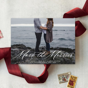 Cartão De Festividades White Script Moderno Mais A Foto De Feriado Da Mer