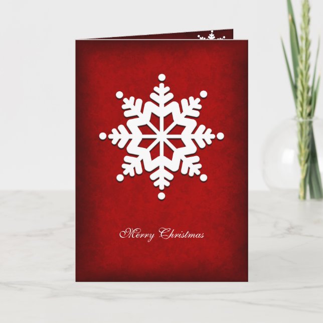 Cartão De Festividades White Snowflake Folding Christmas Card (Frente)