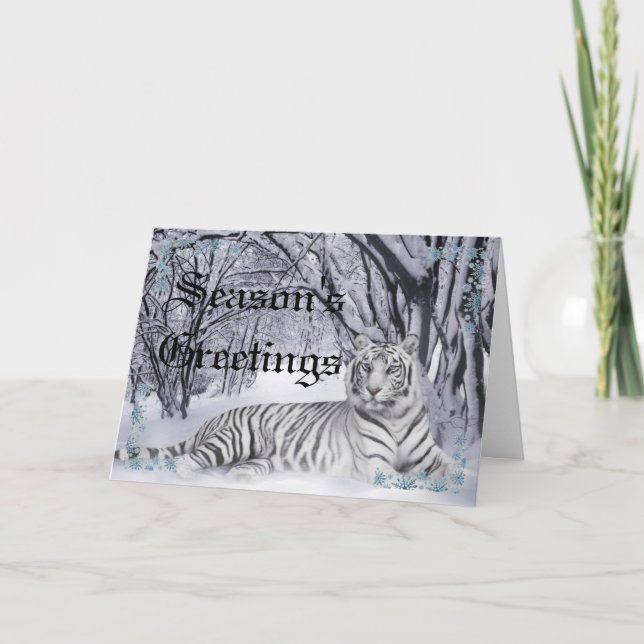 Cartão De Festividades White Tiger Christmas Card (Frente)