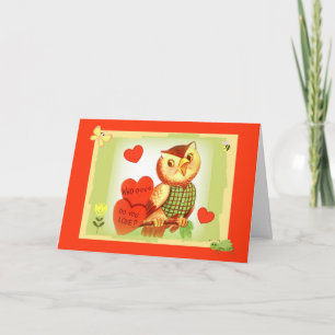 Cartão De Festividades "Who-o-o Do You Love" Retro Valentine Owl
