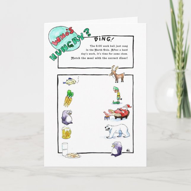 Cartão De Festividades Who's Hungry (Xmas Matching Game) (Frente)