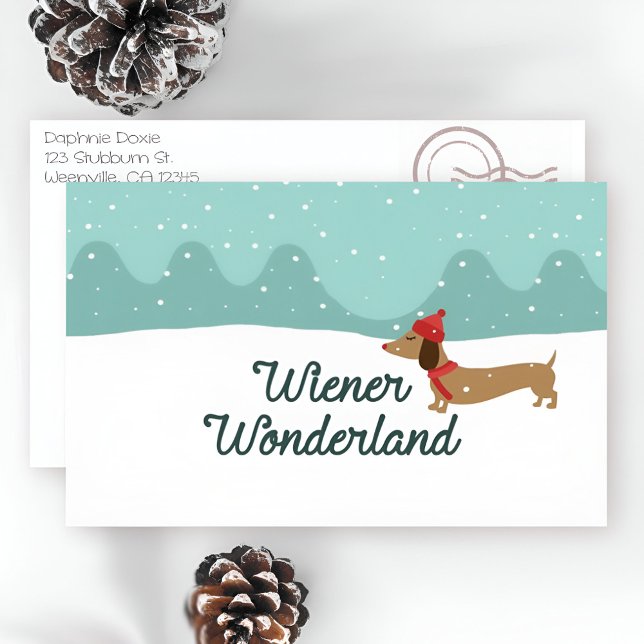 Cartão De Festividades Wiener Wonderland Dachshund Christmas Greeting Car (Wiener dog Christmas cards)