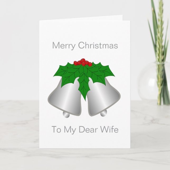 Cartão De Festividades Wife Christmas Card Silver Coloured Bells (Frente)