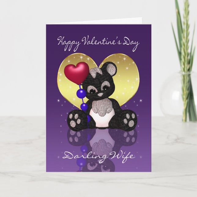 Cartão De Festividades Wife Valentine's Day Card - Cute Panda Bear (Frente)