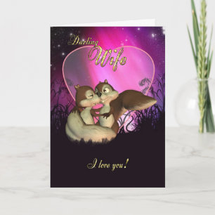 Cartão De Festividades Wife Valentine's Day Card With Cute Love Squirrels