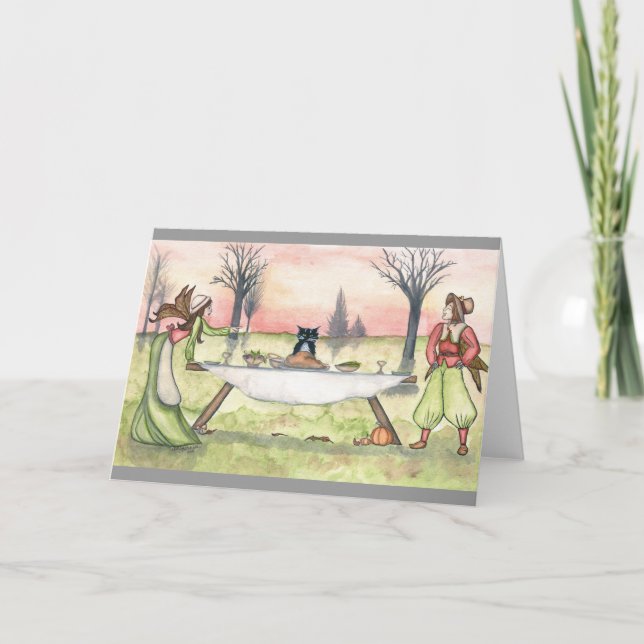 Cartão De Festividades Wiggles and the Turkey Thanksgiving Greeting Card (Frente)