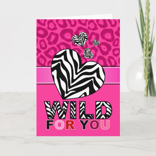 Cartão De Festividades Wild For You Heart Greeting Card (Frente)