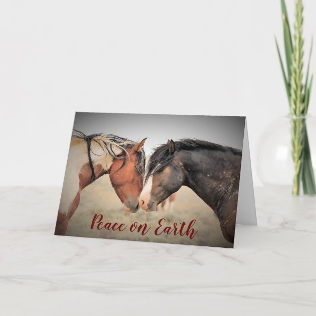 Cartão De Festividades Wild Mustang Peace on Earth Holiday Card (Frente)