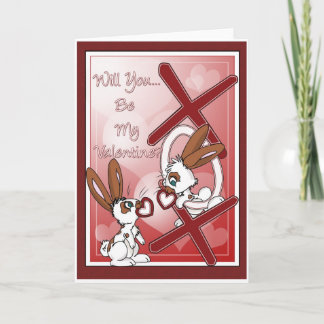 Cartão De Festividades Will you be my Valentine- Bunny Hugs and Kisses