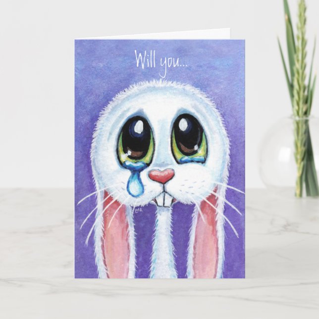 Cartão De Festividades Will you be my Valentine - Sad Bunny Rabbit Card (Frente)