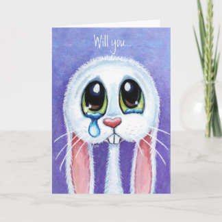 Cartão De Festividades Will you be my Valentine - Sad Bunny Rabbit Card