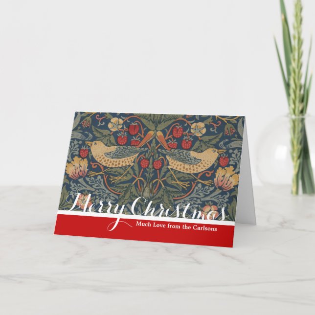 Cartão De Festividades William Morris Strawberry Theves Birds (Frente)