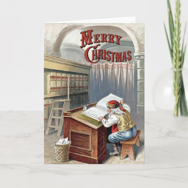 Cartão De Festividades William Roger Snow  - Santa Checks His List (Frente)