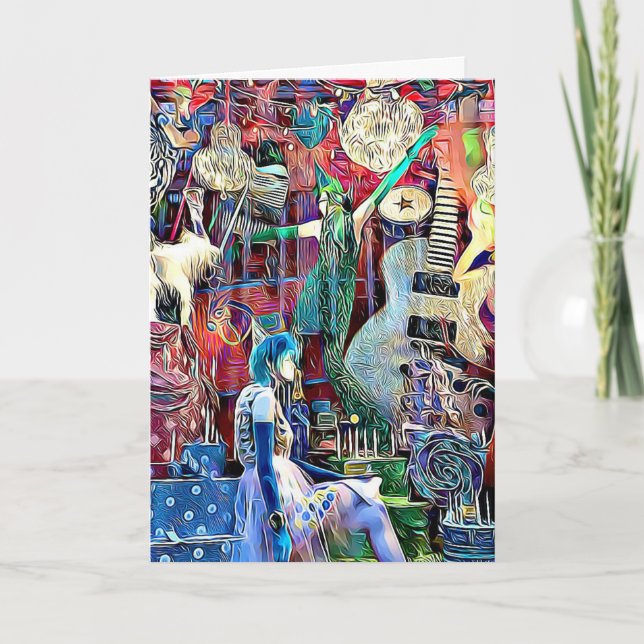 Cartão De Festividades Window Shopping in NYC Christmas Card (Frente)