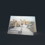 Cartão De Festividades Winter at Windsor Castle Christmas<br><div class="desc">Based on my acrylic painting of Winter in Windsor Castle,  England. A lovely winter scene of Windsor Castle when the snow covered the garden and trees around it. Customizable in Zazzle with your own text for a personalized design. Check out my store for matching items!</div>