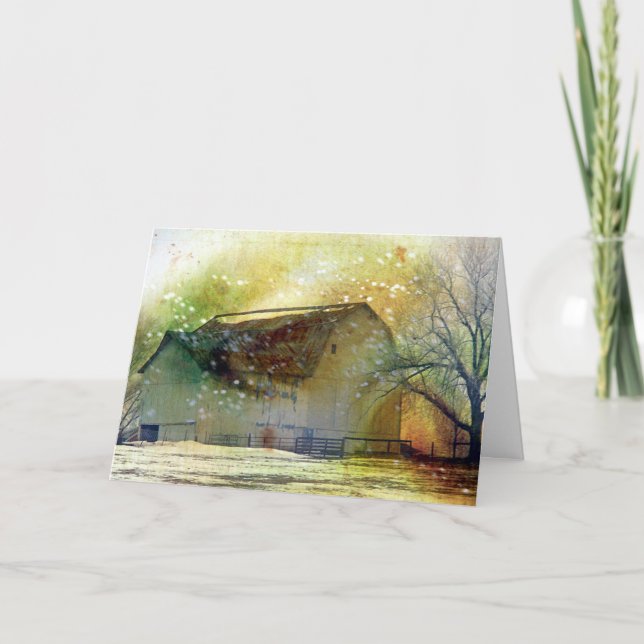 Cartão De Festividades Winter Barn Merry Christmas (Frente)