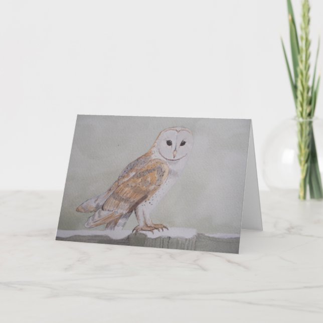 Cartão De Festividades Winter Barn Owl Greetings Card (Frente)
