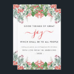 Cartão De Festividades Winter Berries Greenery Joy Christian Christmas<br><div class="desc">Framboesas de inverno e folhagem verde, uma letra moderna e elegante, com a seguinte redação: "Boas notícias da alegria do excelente, que será aplicada a todas as pessoas. Luke 2:10 Personalize o texto na frente com seus próprios detalhes. Na parte de trás lê-se: "Porque para você é nascer este dia...</div>