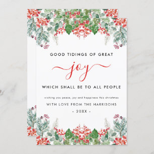 Cartão De Festividades Winter Berries Greenery Joy Christian Christmas