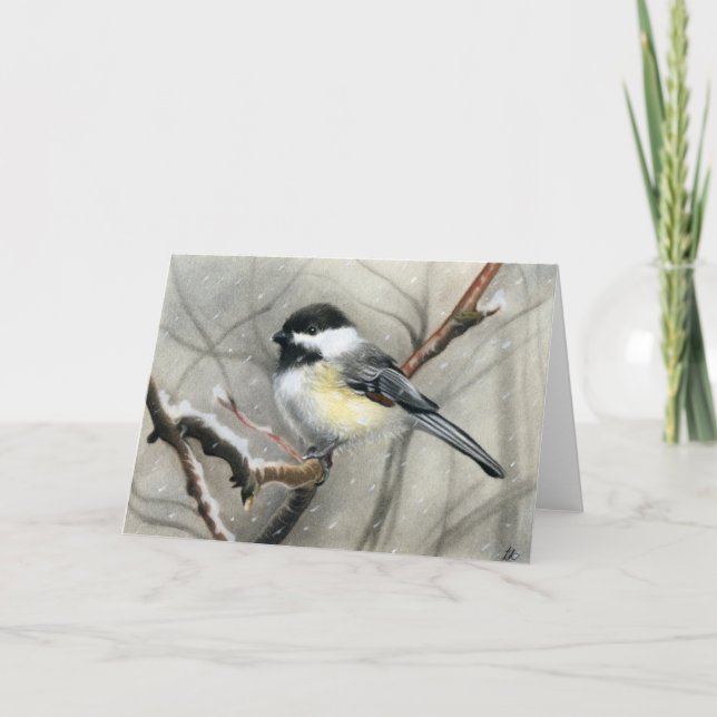 Cartão De Festividades winter bird chickadee CARD (Frente)