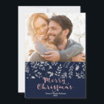 Cartão De Festividades Winter Blue Silver Elegant Christmas Holiday Photo<br><div class="desc">Customize with your own photo</div>