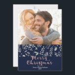 Cartão De Festividades Winter Blue Silver Elegant Christmas Holiday Photo<br><div class="desc">Customize with your own photo</div>