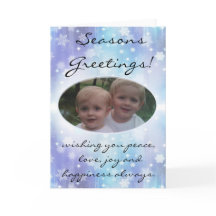 Winter Blue Snowflake Chrismas Photo Card