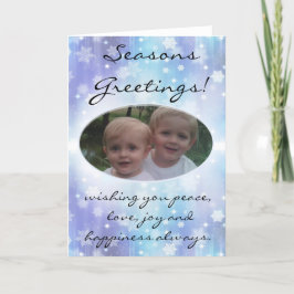 Cartão De Festividades Winter Blue Snowflake Chrismas Photo Card