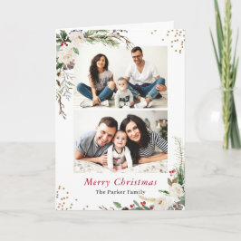 Cartão De Festividades Winter Botanical 2 Photo Collage Folded Greeting