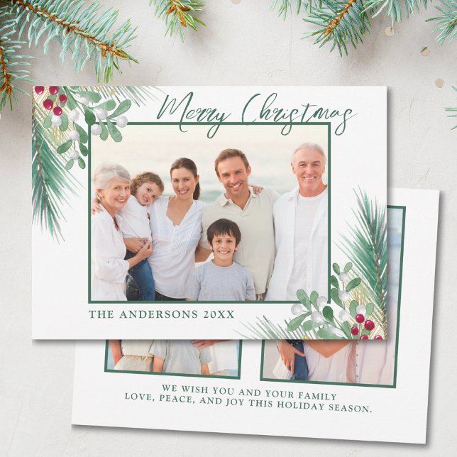 Cartão De Festividades Winter Botanicals 3 Fotos Natal (Criador carregado)