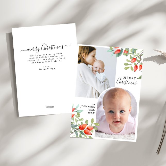 Cartão De Festividades Winter Botanicals Elegant Christmas 2 Photo (Criador carregado)