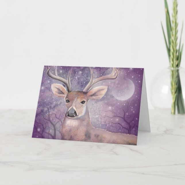 Cartão De Festividades Winter Buck Fantasy Wildlife Holiday Card (Frente)