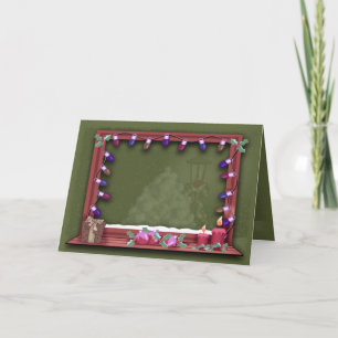 Cartão De Festividades Winter Christmas Window Lights Photo Insert