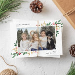 Cartão De Festividades Winter Evergreens, Landscape Large Photo<br><div class="desc">Um cartão perfeito para os feriados, com sua foto favorita e seu texto personalizado em fundo branco com cor d'água em vergreens e bagas. Digite seu texto personalizado no formulário modelo. Use a opção "personalizar mais" para alterar as cores da fonte e do plano de fundo ou para adicionar fotos...</div>