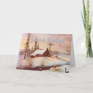 Cartão De Festividades WINTER FARM & RIDERS by SHARON SHARPE