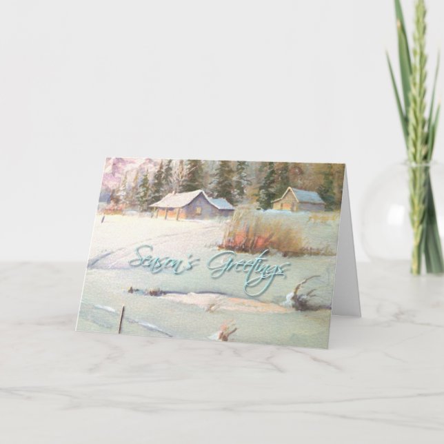 Cartão De Festividades WINTER FAZENDA & POND de SHARON SHARPE (Frente)