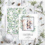 Cartão De Festividades Winter Fir Cone Succulent Felry Christmas Photo Ho<br><div class="desc">Apresentando nosso Cartão de Férias de Natal Feliz de inverno! Esta bela carta apresenta a sua foto de família favorita, com Feliz Natal em uma caligrafia popular escrita à mão e duo de fontes serif. É embelezado com pintura manual de aquarelas cones de abeto de inverno e verde suculento. O...</div>
