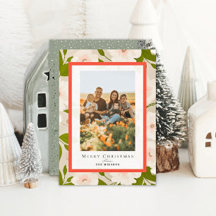 Cartão De Festividades Winter Floral Sage Green 4 Fotografias Natal
