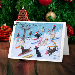 Cartão De Festividades Winter Fun Christmas Skiing Labradors Painting<br><div class="desc">Winter Fun Christmas Skiing Labradors Painting Holiday Card. Happy Labrador Retriever dogs enjoy skiing in Labrador Fancy Ski Resort!!! Black Labrador, Chocolate Labrador, Yellow Labrador are all painted in the picture. They really love snow and winter sport. Colorful and cheery. Painted by Naomi Ochiai. Nice dog gifts for Labrador lover's...</div>