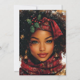 Cartão De Festividades Winter Glow Afrocentric Queen – Holiday Art