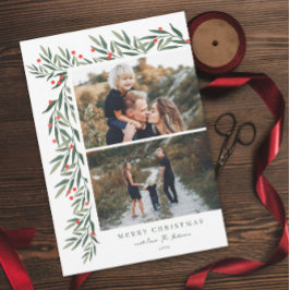 Cartão De Festividades Winter Greenery White 2 Foto Natal