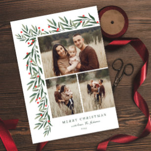 Cartão De Festividades Winter Greenery White 3 Foto Natal