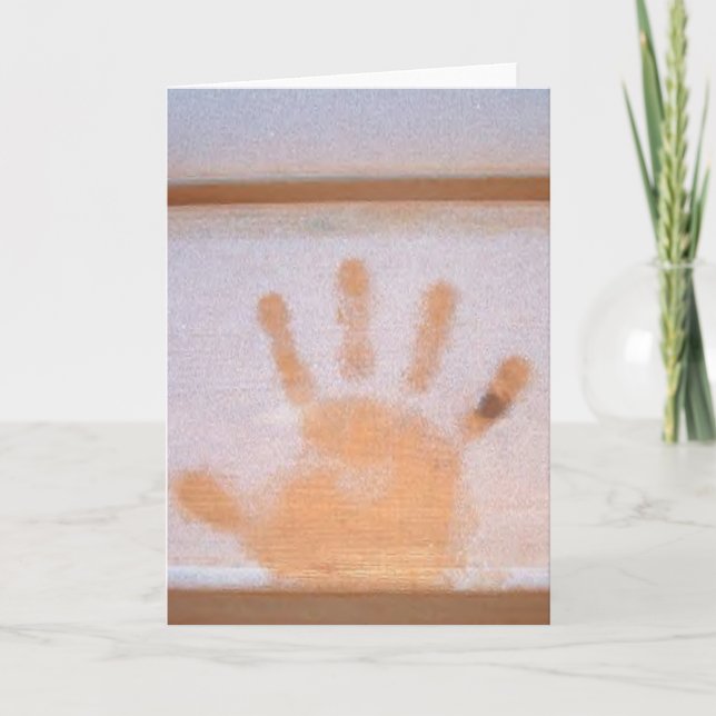 Cartão De Festividades Winter Holiday Card: "hand print in frost" (Frente)