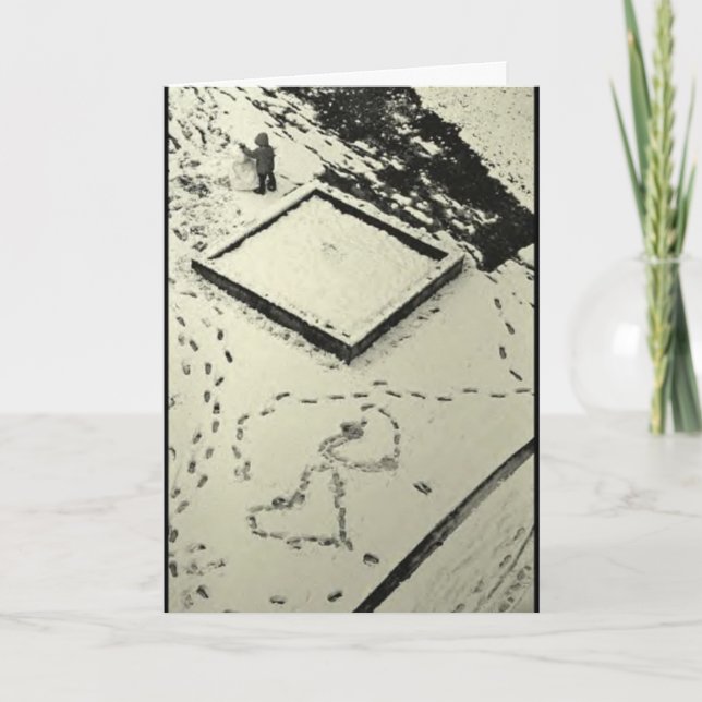 Cartão De Festividades Winter Holiday Card: "Heartprints in the Snow" (Frente)